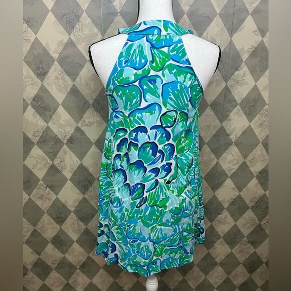Lilly Pulitzer Blue and Green Achelle Swing Dress - Picture 4 of 7